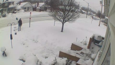 Timelapse of Husband Shoveling Snow After Massive Storm