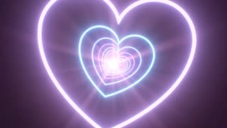 037. Flying Through Pink and Blue Bright Glowing Neon Twisted Heart Tunnel