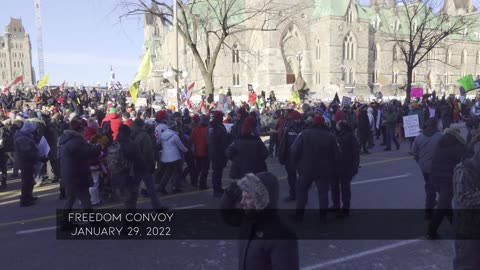 Crowd footage Wellington St Freedom Convoy January 29, 2022