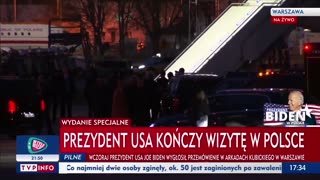 Biden trips going up stairs on Air Force One in Poland