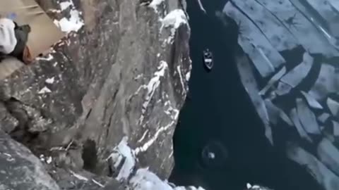 Jumping in deep water from mountains