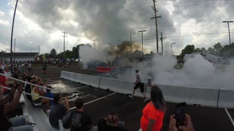 Richard Petty Hellcat Challenger burnout tires catch on file