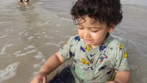 Little boy swimming in the sea