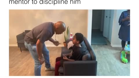 Disrespectful 10-year-old kid give discipline by a youth mentor.
