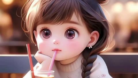 Cute doll enjoy video Al generated video