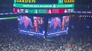 Prince William & Princess Kate on the Jumbotron at TD Garden, Boston