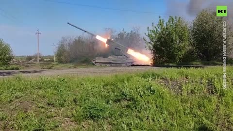 TOS-1A “Scorching Sunlight” multiple rocket launcher crew on a combat mission