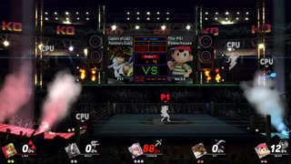 Link Vs Wolf Vs Corrin Vs Pit Vs Ness on Boxing Ring (Super Smash Bros Ultimate)