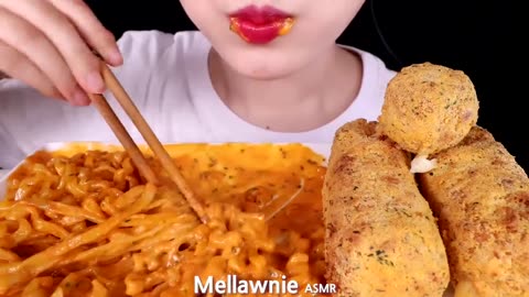 ASMR GIANT CHEESE STICKS, CHEESY CARBO FIRE NOODLES