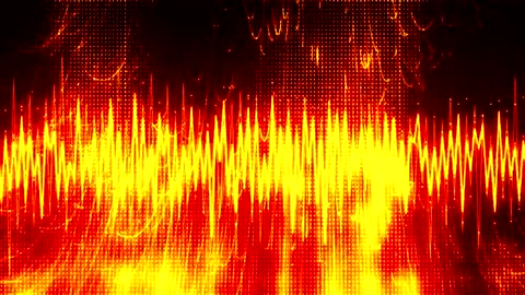 Intense red music waveform