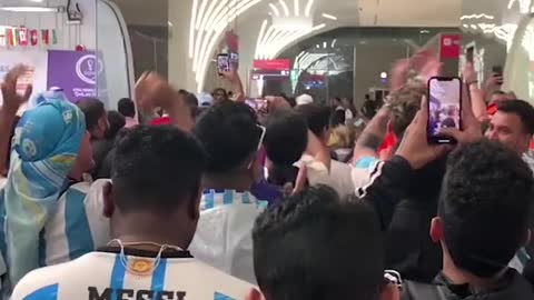 Argentina fans head to Lusail stadium ahead of their match against the Netherlands.