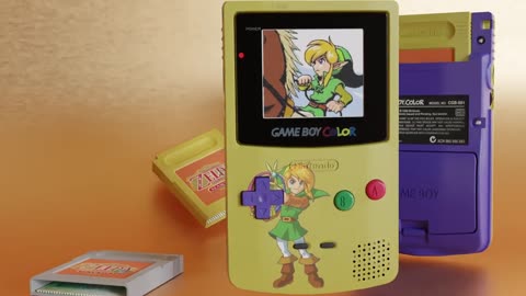 I made a Gameboy color playing Zelda oracle of seasons in #blender