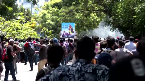 Sri Lankan forces fire tear gas to disperse protest