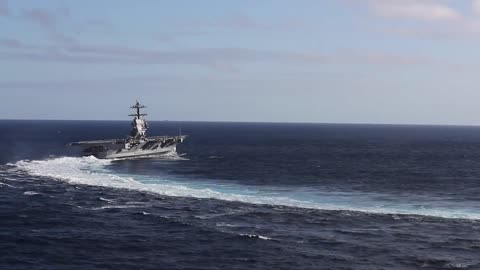 High speed turning of the aircraft carrier Gerald R. Ford