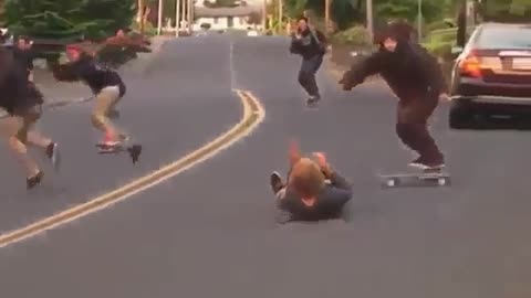 Group street skateboarding