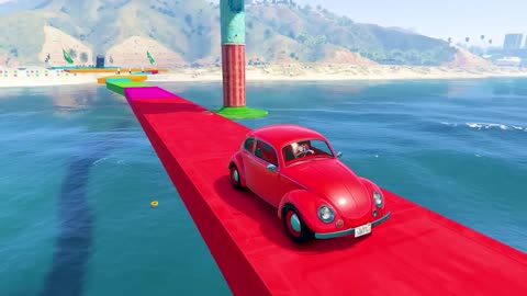 GTA V New Epic Parkour Race For Car Racing Challenge by Cars and Motorcycle, Founded Spider Shark3