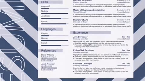 Full stack developer resume template | FinishResume.com #resume #microsoftword #template