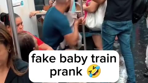 Fake baby train prank