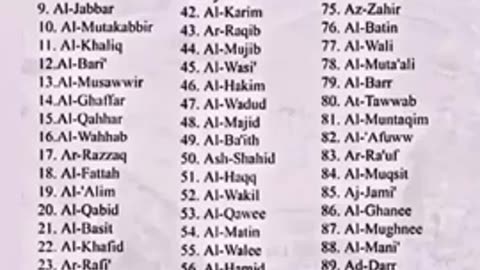 99 names of Allah