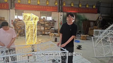 Manufacturing iron frame with LED lights 3D structure decoration #3DStructure #LED #Hoyechi #lights