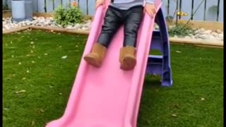 Scottish Toddler Sounds Like A Little Old Lady After Sliding Down Chute In "Wet Look" Leggings