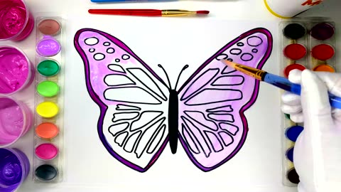 Painting a Pretty Butterfly Painting Page with GAOMON GB4 Light Box, Children can Learn to Paint