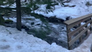 Icy River Hike with Bridge Crossing – Tamanawas Falls – Mount Hood – Oregon – 4K