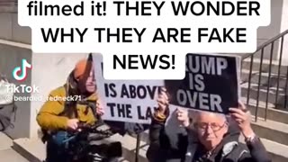 Only 2 people came out to protest against Trump.. but dozens of mainstream media filmed it...