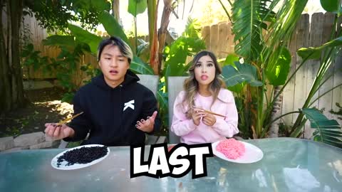 Eating Only ONE Color of Food for 24 Hours (Black Vs Pink)