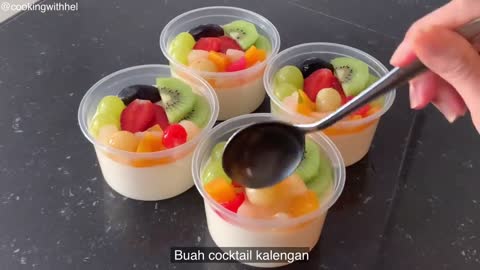 Membuat Puding Sutra Cocktail super lembut dan enak. Ide jualan dessert laris manis