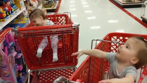 Cute Baby Go Shopping For The First Time