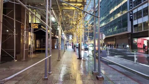 FIRE Snow Walk in Midtown Times Square NYC [4K]