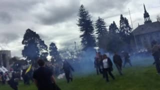 March 4 2017 Battle for Berkeley II 1.7.1 smoke bomb thrown by antifa