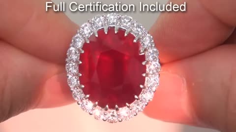 Red Ruby & Diamond 88 diamond ring gold