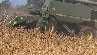 John Deere 9500 cutting a little hillside corn