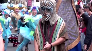 Squid Game costumes at Taiwan Halloween parade
