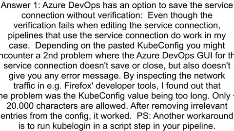 Azure Devops kubernetes service connection for quotkubeconfigquot option does not appear to work ag