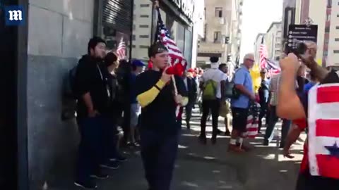 June 3 2017 Los Angeles 1.1 Refuse-fa(Antifa) marching against Trump, patriots counter-protest