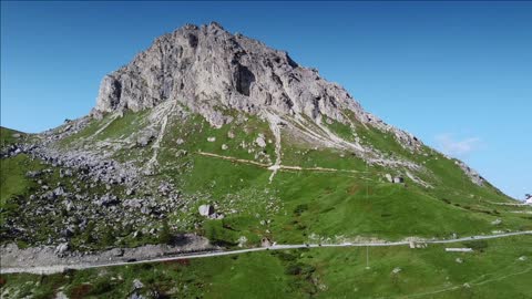 aerial view of dolomites mountain peak in italy beautiful scenery