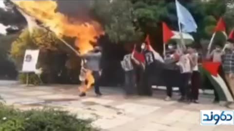 Palestine Hamas supporter accidently sets himself on fire 👀