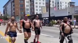 Mostly Nude Men whip others during Pride Parade as Innocent Children watch