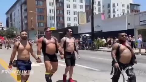 Mostly Nude Men whip others during Pride Parade as Innocent Children watch