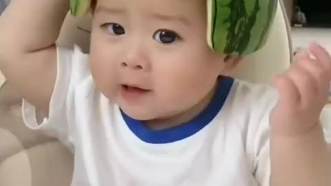 Cute baby watermelon Helmet funny Moments