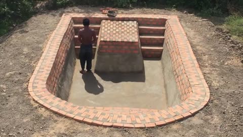 Build Swimming Pool Underground Using Brick Part 1