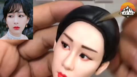 Clay sculpture - Realistic beautiful woman made from polymer clay