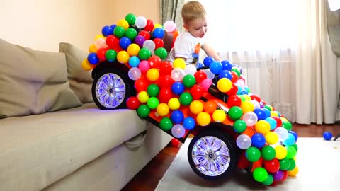 Funny baby toy car in balls