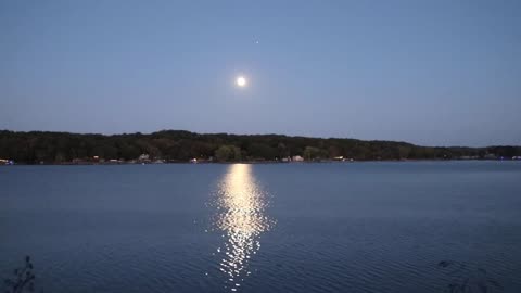 Moonlight Shimmering at Lake of the Ozarks under a full moon