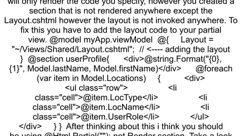 How to render MVC child Action PartialView into Layout RenderSection