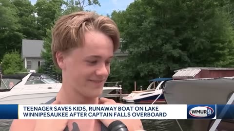 NEW HAMPSHIRE, COOL, ROCK ON DUDE..Teen jumps onto runaway boat on Lake Winnipesaukee, stopping it