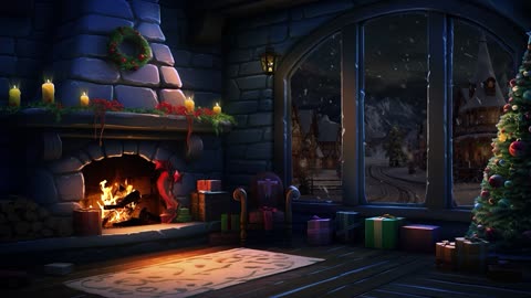 🎅 Cozy Fireplace on a Magical Christmas Night🎄